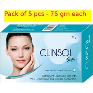 Clinsol soaps for spots acne(Pack of 5 pcs.)75 gm each